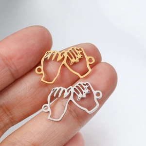 Connecteurs petit doigt promis en acier inoxydable or et argent pour bijoux DIY