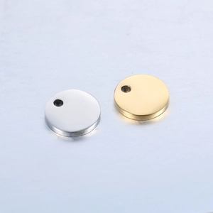 Polished stainless steel round blank pendant charms in gold and silver for DIY jewelry