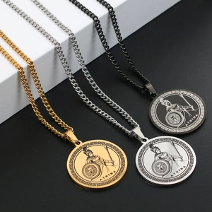 Greek Mythology Athena Goddess Medallion Pendants in Gold Silver and Black Steel