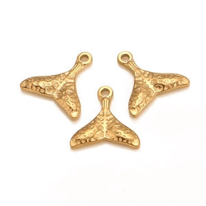 304L Stainless Steel Mermaid Whale Fish Tail Pendant Only Without Chain Hammered Textured DIY Necklace Bracelet Charms Jewelry Making