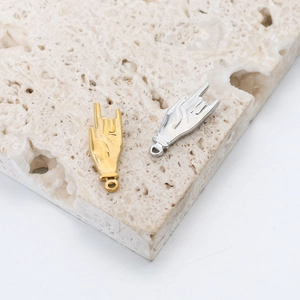 Pendentifs geste d'amour rock or et argent sur base en pierre pour bijoux DIY