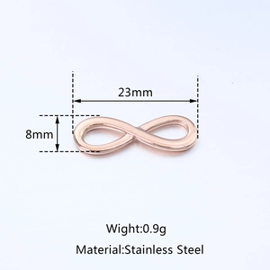 Pendentif symbole infini en acier inoxydable or rose pour création de bijoux DIY