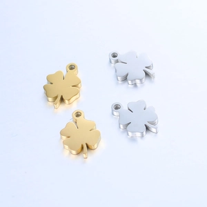 Glücksklee Anhänger aus Edelstahl in Gold und Silber für DIY Schmuckherstellung