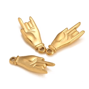 Pendentif Signe de Main Love Hip Hop Rock Acier Inoxydable DIY Accessoire Bijoux Or Argent Électroplaqué Punk Charme