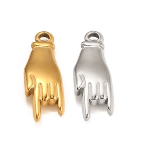 Pendentifs geste love rock en acier inoxydable or et argent pour bijoux DIY