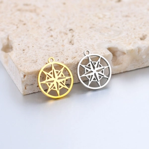 304 Stainless Steel Hollow Compass Star Astrolabe Pendant Only Without Chain For DIY Necklace Bracelet Round Geometric Charm