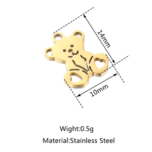 Gouden beer hanger van roestvrij staal met hartvormige uitsnede en 14x10mm maat