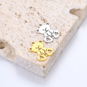 Gouden en zilveren roestvrijstalen beer hangertjes voor DIY sieraden maken