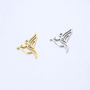 Hummingbird Stainless Steel Pendant Mirror Polished Hollow Bird Charm For DIY Necklace Earring Jewelry Making Finding
