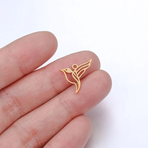 Mirror polished gold hummingbird pendant made of stainless steel for jewelry making
