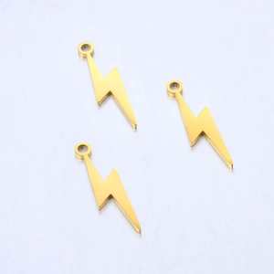 Gepolijste gouden roestvrijstalen bliksemschicht bedeltjes voor DIY-sieraden, 3 stuks