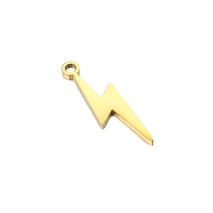 Gepolijste gouden roestvrijstalen bliksemflits hanger voor DIY sieraden maken