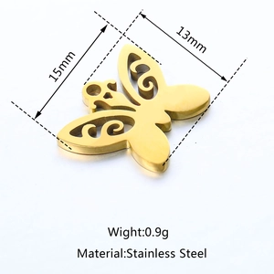 Polierter Schmetterling-Anhänger aus Edelstahl, hohl, 15x13mm für DIY Schmuckherstellung