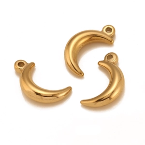 304 Stainless Steel Moon Pendant Crescent Charm For DIY Jewelry Making Vacuum Plated Gold Silver Polished Celestial Findings