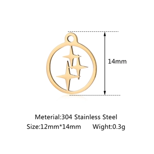 Pendentif étoile circulaire en acier inoxydable 304 pour la création de bijoux DIY