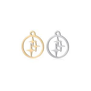 Pendentifs étoiles évidées circulaires en acier inoxydable finitions or et argent