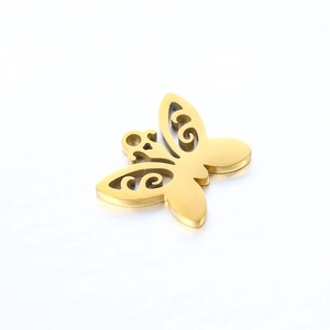 Goldener Schmetterling-Anhänger aus Edelstahl mit filigranem Muster für DIY-Schmuck