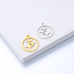 Pendentifs Cercle Étoile Ajouré en Acier Inoxydable pour Fabrication de Bijoux DIY Collier Bracelet Accessoire de Bijouterie