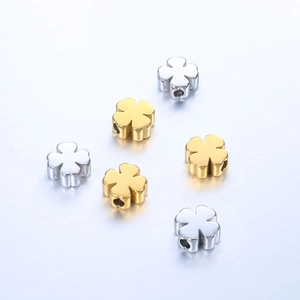 Stainless Steel Mirror Polished Lucky Four-Leaf Clover Beads DIY Jewelry Findings Small Hole Clover Charms Pendants Jewelry Making