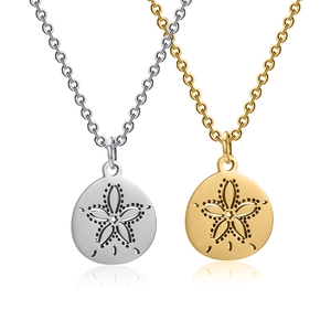 Stainless steel necklace featuring round hollow flower pendants in gold and silver finish