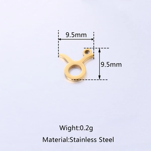 Golden Taurus zodiac pendant in polished stainless steel for DIY jewelry making