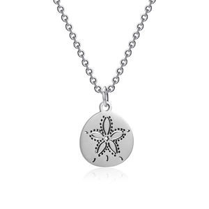 Minimalist stainless steel necklace featuring a hollow flower pendant on a polished O-chain
