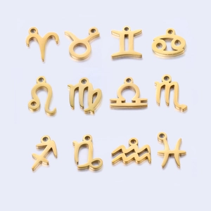 Stainless Steel 12 Zodiac Constellation Charm Pendant Mirror Polished DIY Jewelry Accessories For Necklace Bracelet Making