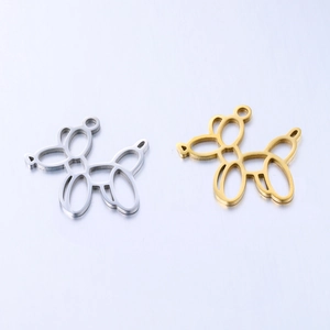 Mirror Polished 304 Stainless Steel Hollow Balloon Dog Charm Pendant For DIY Necklace Bracelet Jewelry Making Accessories