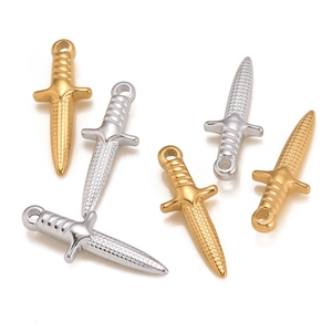 Trendy titanium steel sword pendants in gold and silver finishes for DIY necklaces