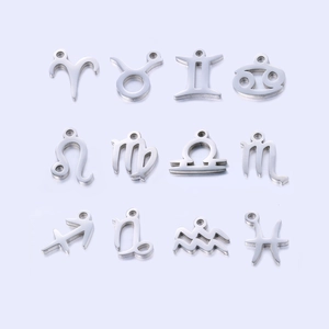 Polished stainless steel 12 Zodiac signs charms for DIY jewelry necklaces and bracelets
