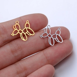 Mirror polished stainless steel balloon dog pendants in gold and silver for DIY jewelry