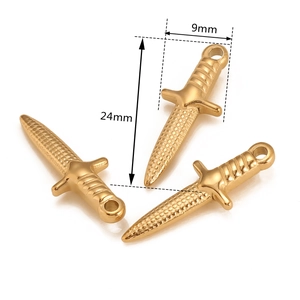 Polished gold sword sword pendant in stainless steel with 24mm length for DIY jewelry