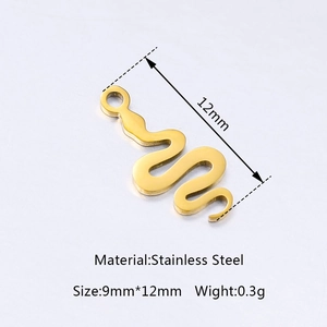 Minimalist gold stainless steel snake pendant with polished mirror finish for DIY jewelry