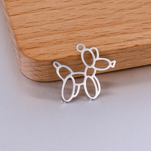 Polished stainless steel balloon dog charm with hollow line design for DIY jewelry making