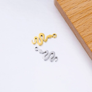 Polished stainless steel snake charms in gold and silver for DIY jewelry making