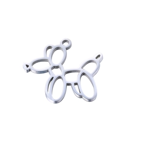 Polished silver stainless steel balloon dog pendant for DIY necklace and jewelry making