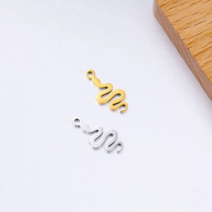 Polished stainless steel snake charms in gold and silver finish for DIY jewelry