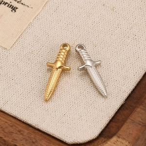 Fashionable titanium steel sword pendants in gold and silver for jewelry making