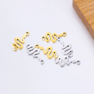 Polished stainless steel snake charms in gold and silver for DIY jewelry making