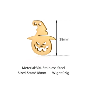 304 stainless steel Halloween pumpkin wizard hat pendant charm for DIY jewelry 15x18mm