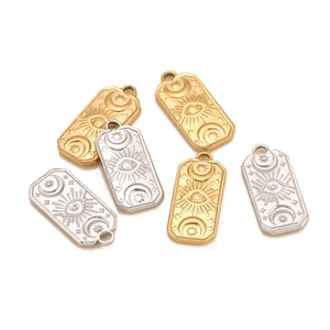 Rectangle sun and moon eye charms in gold and silver stainless steel for jewelry making