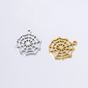 304 Stainless Steel Spider Web Charms For DIY Necklace Bracelet Making Halloween Gothic Jewelry Pendants Gold Steel Color