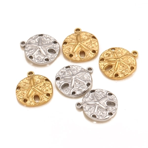 Golden and silver stainless steel starfish shell pendants for DIY necklace making