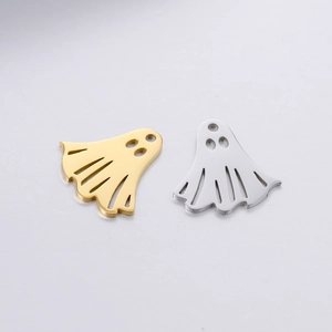 Polished stainless steel ghost charms in gold and silver for Halloween jewelry