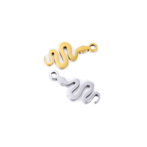 Polished stainless steel snake charms in gold and silver for DIY jewelry making