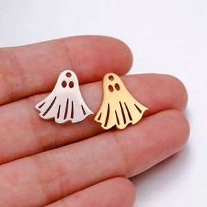 Polished stainless steel ghost pendants for necklaces in gold and silver finishes