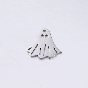 Polished stainless steel ghost pendant detail for Halloween necklace and bracelet DIY