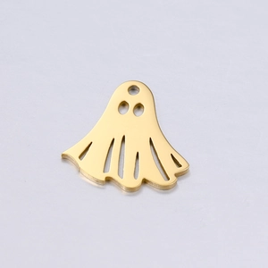 Detailed view of a gold-plated ghost pendant with cutout eyes for DIY jewelry