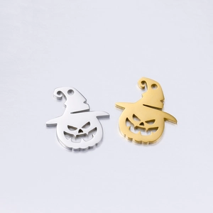 Stainless Steel Halloween Pumpkin Witch Hat Charms DIY Jewelry Making Necklace Bracelet Pendants Hollow Jack-O-Lantern