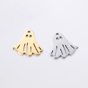 Ghost charm pendants in mirror polished stainless steel for Halloween jewelry